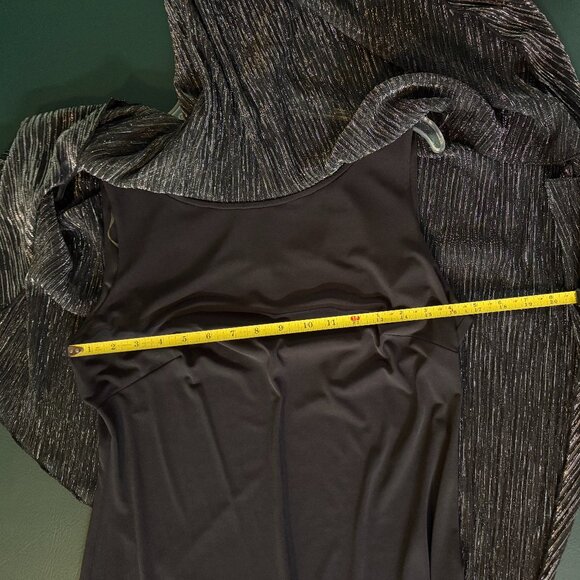 Connected Women's Black Metallic Cape-Overlay Sheath Cocktail Dress. Size 10 - Picture 8 of 14